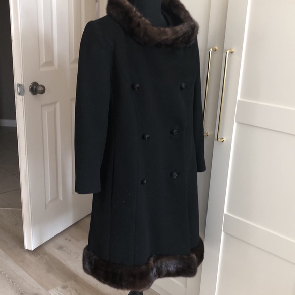 Rare 🌺 60” Real mink hem all around virgin wool circa 1960 Jackie O style - Picture 2 of 9